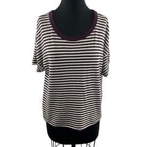 Rivet & Thread Madewell Oversized Tee Stripe Purple White Short Sleeves XL NEW